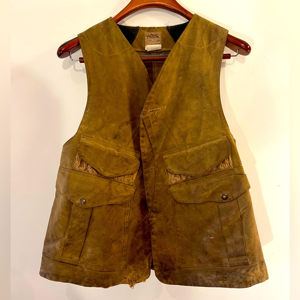 Vintage Filson Waxed Tin Cloth Hunting Vest